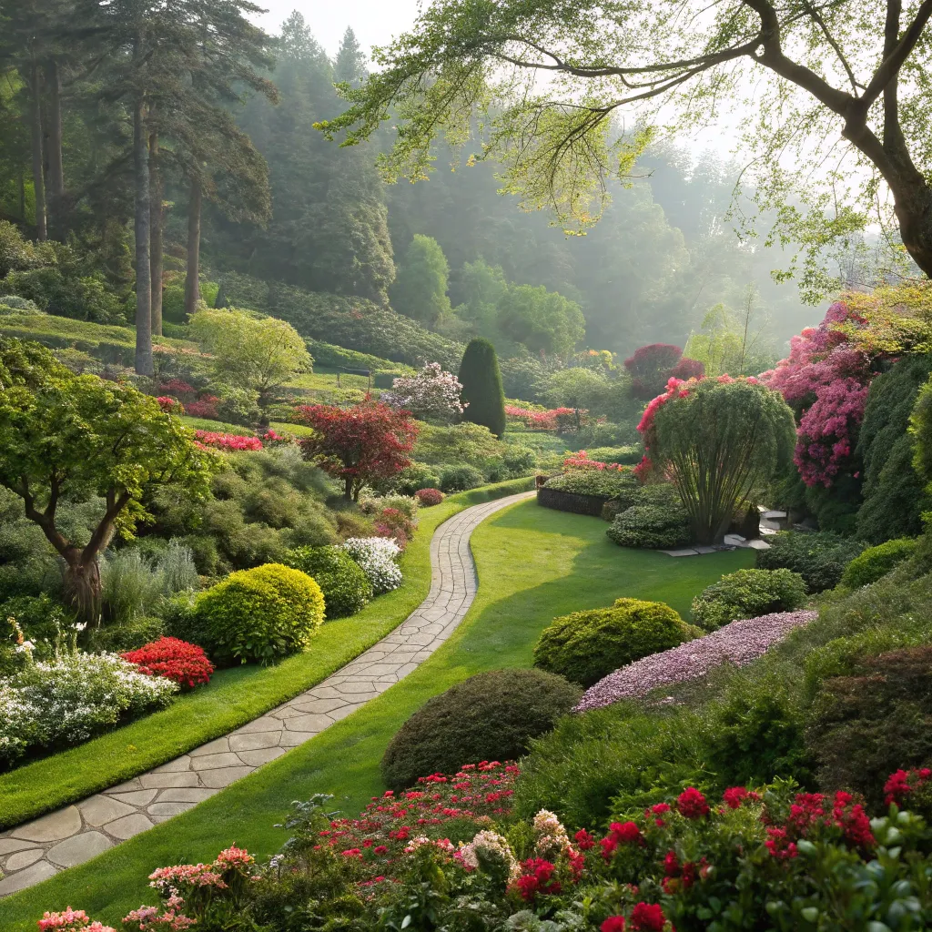 Beautiful lush garden landscape